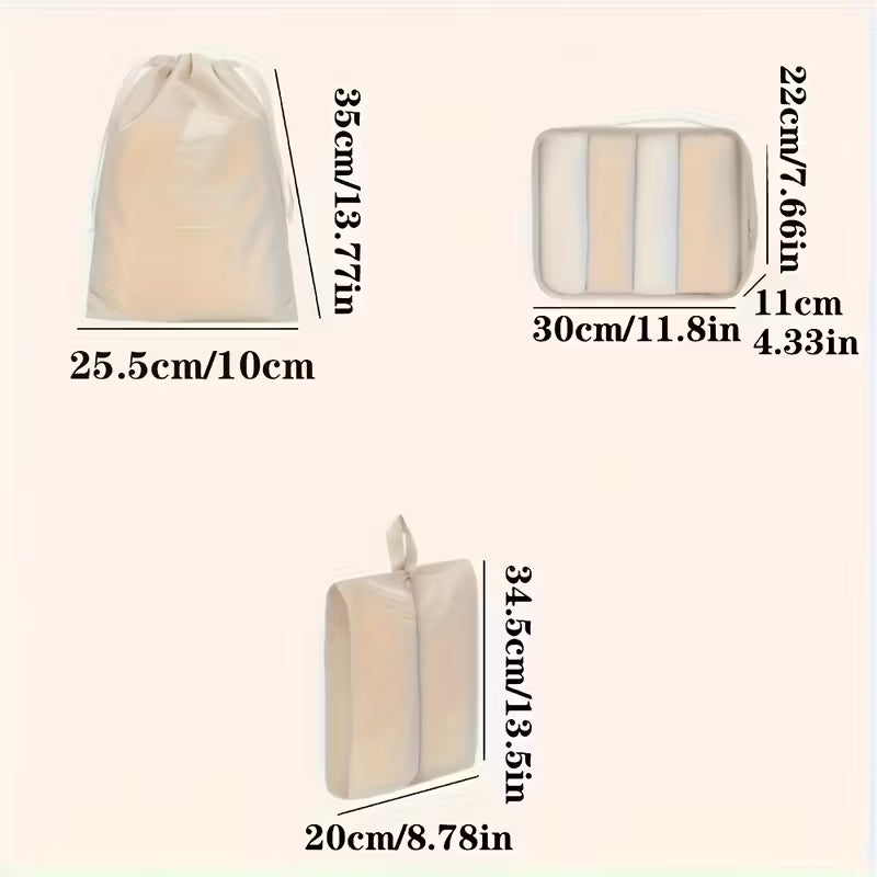 7-Piece Luggage Organizer Set, Large Capacity Travel Storage Bag for Clothes, Pants, Shoes, and Socks with Separate Compartments